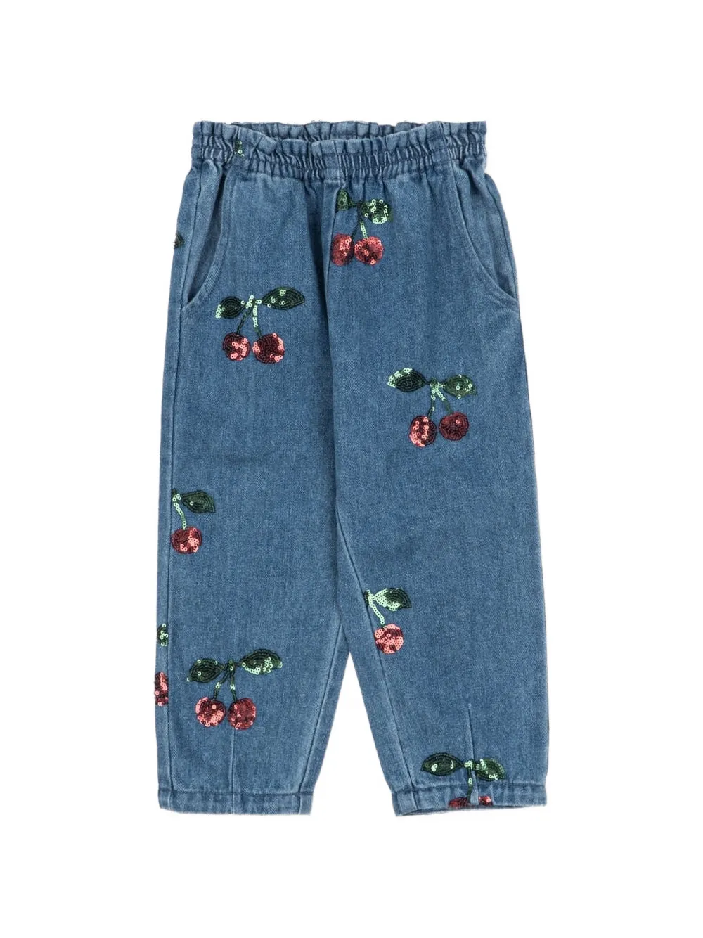 Konges Sløjd sequin-embellished cherry-patch jeans - Blu