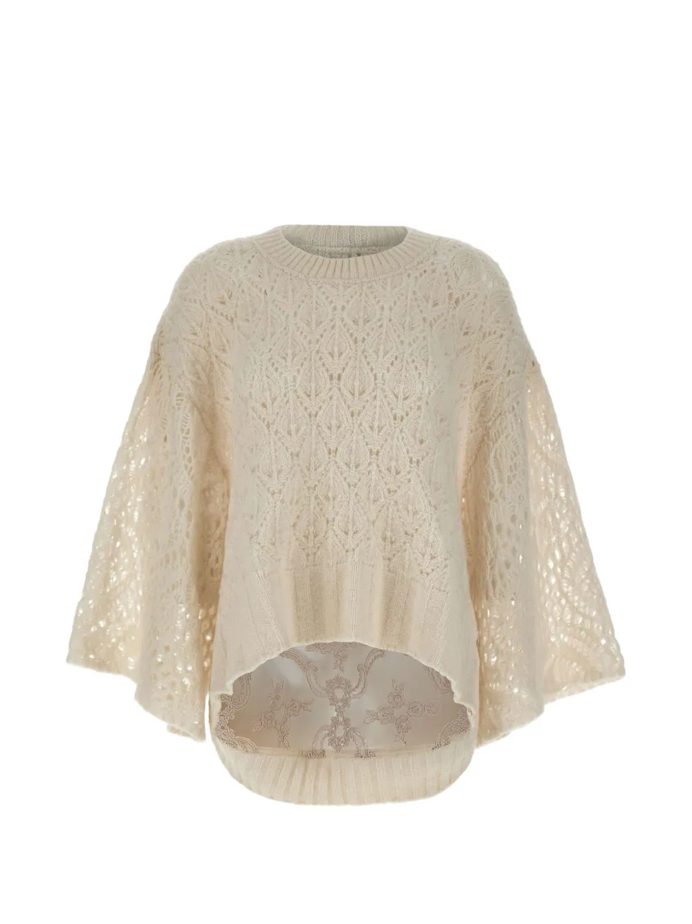 MAURIZIO MYKONOS lace-panel open-knit sweater - Weiß