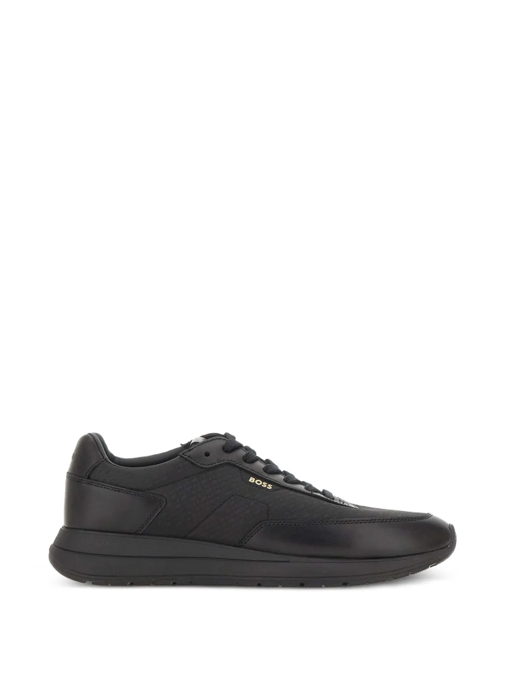 BOSS monogram sneakers with leather trim and eva rubber sole - Nero