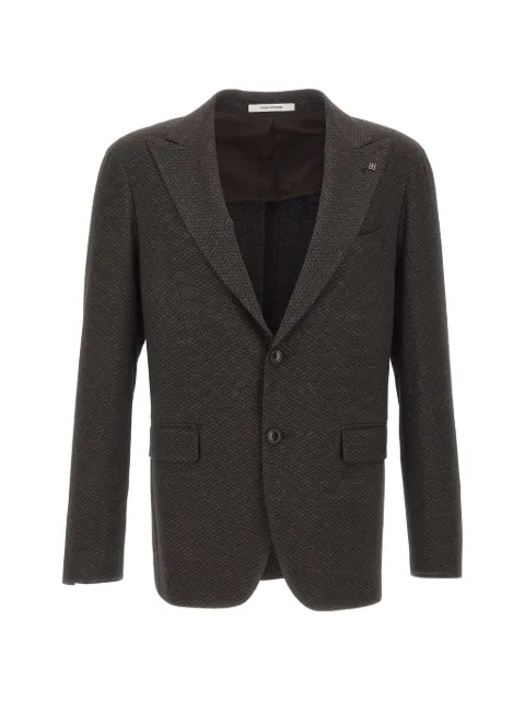 Tagliatore zigzag-textured peak-lapel blazer