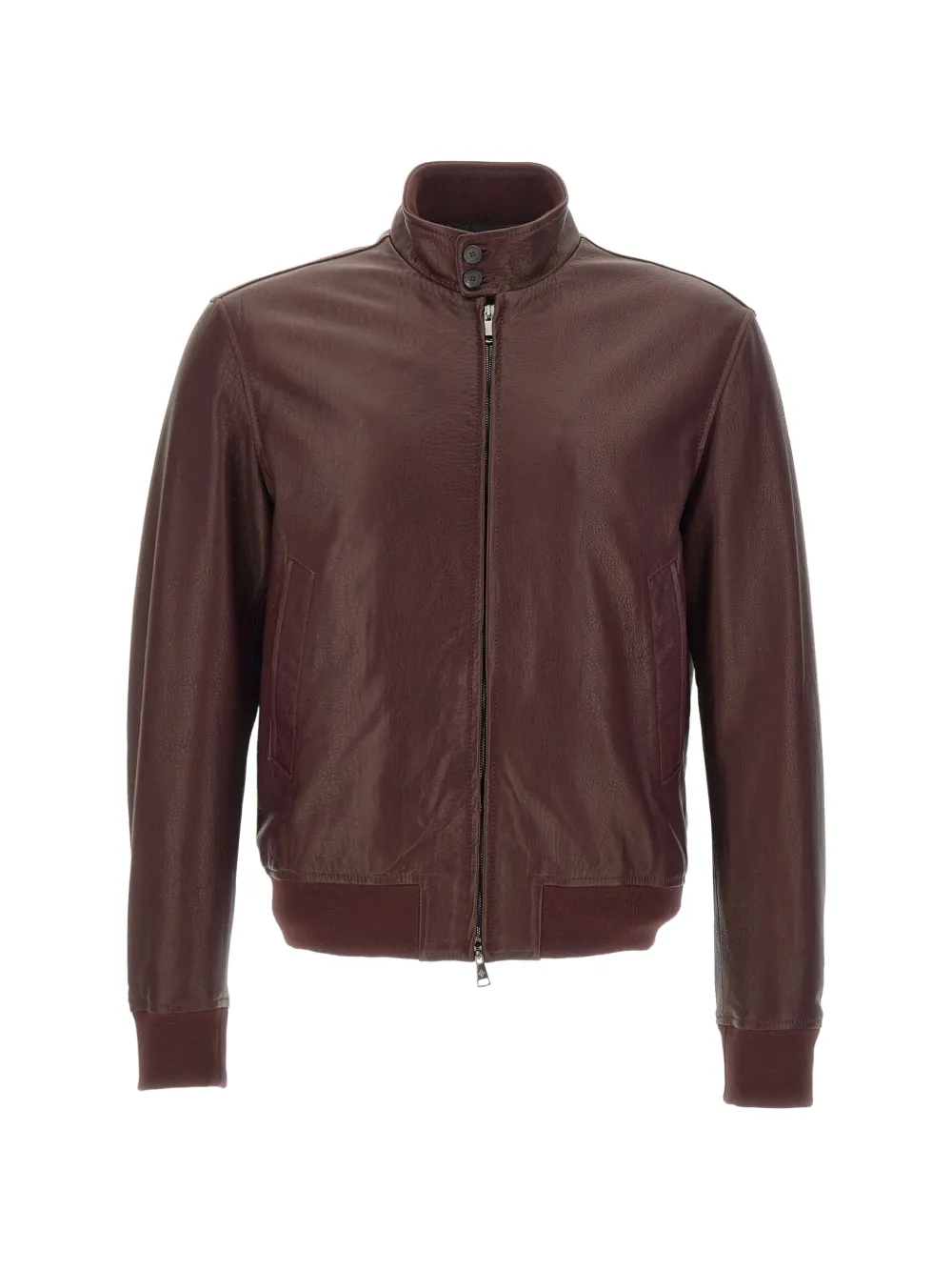 Tagliatore high-collar leather jacket - Rot