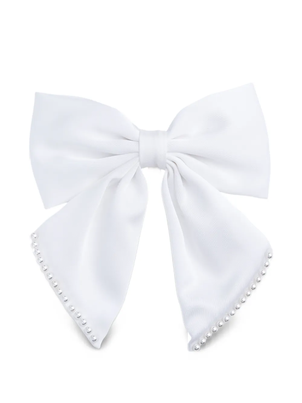 Tulleen pearl-trimmed satin hair clip - White