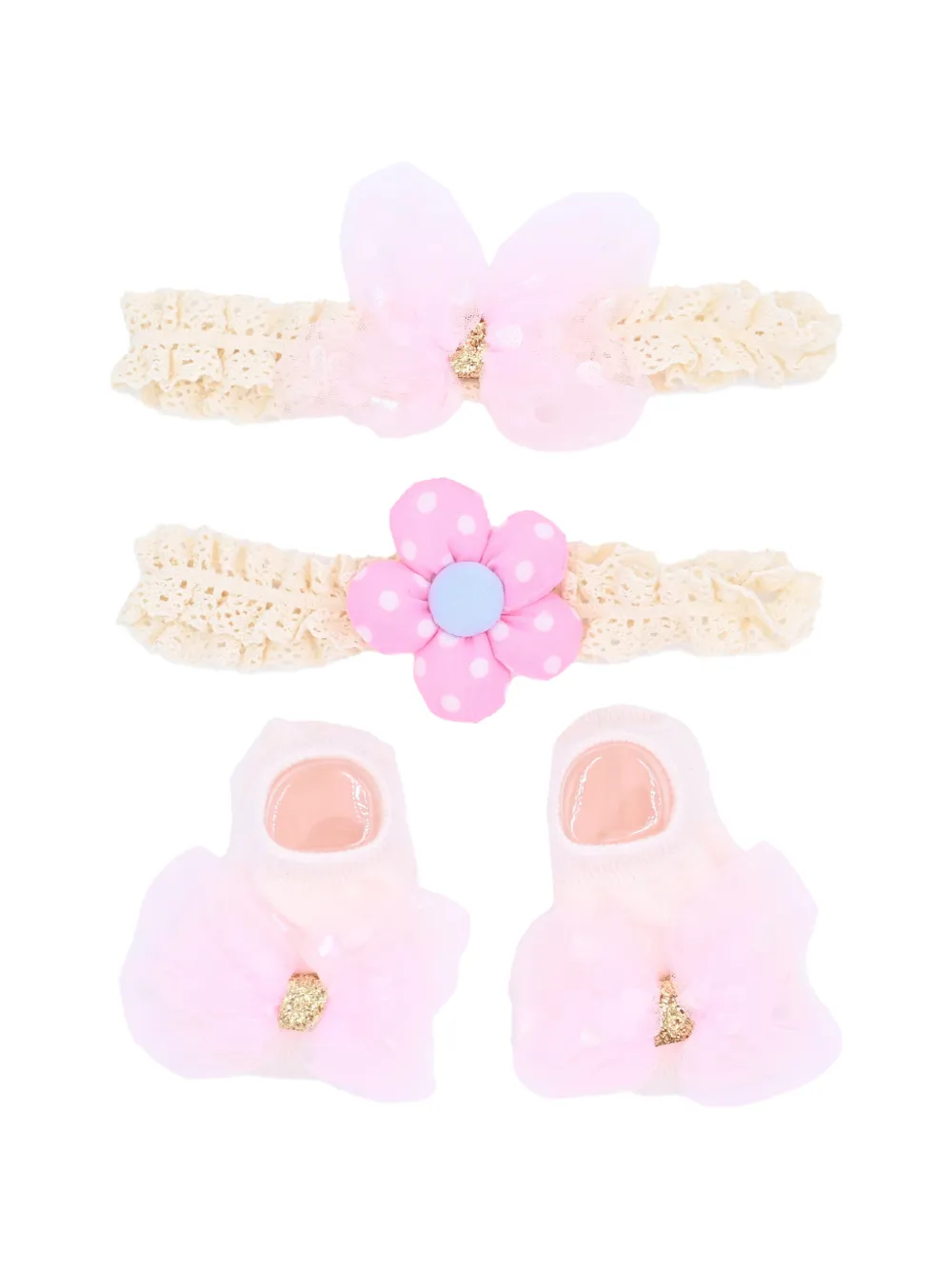 Mimi Tutu lace floral-appliqué head band and socks gift set | Pink | Image 1