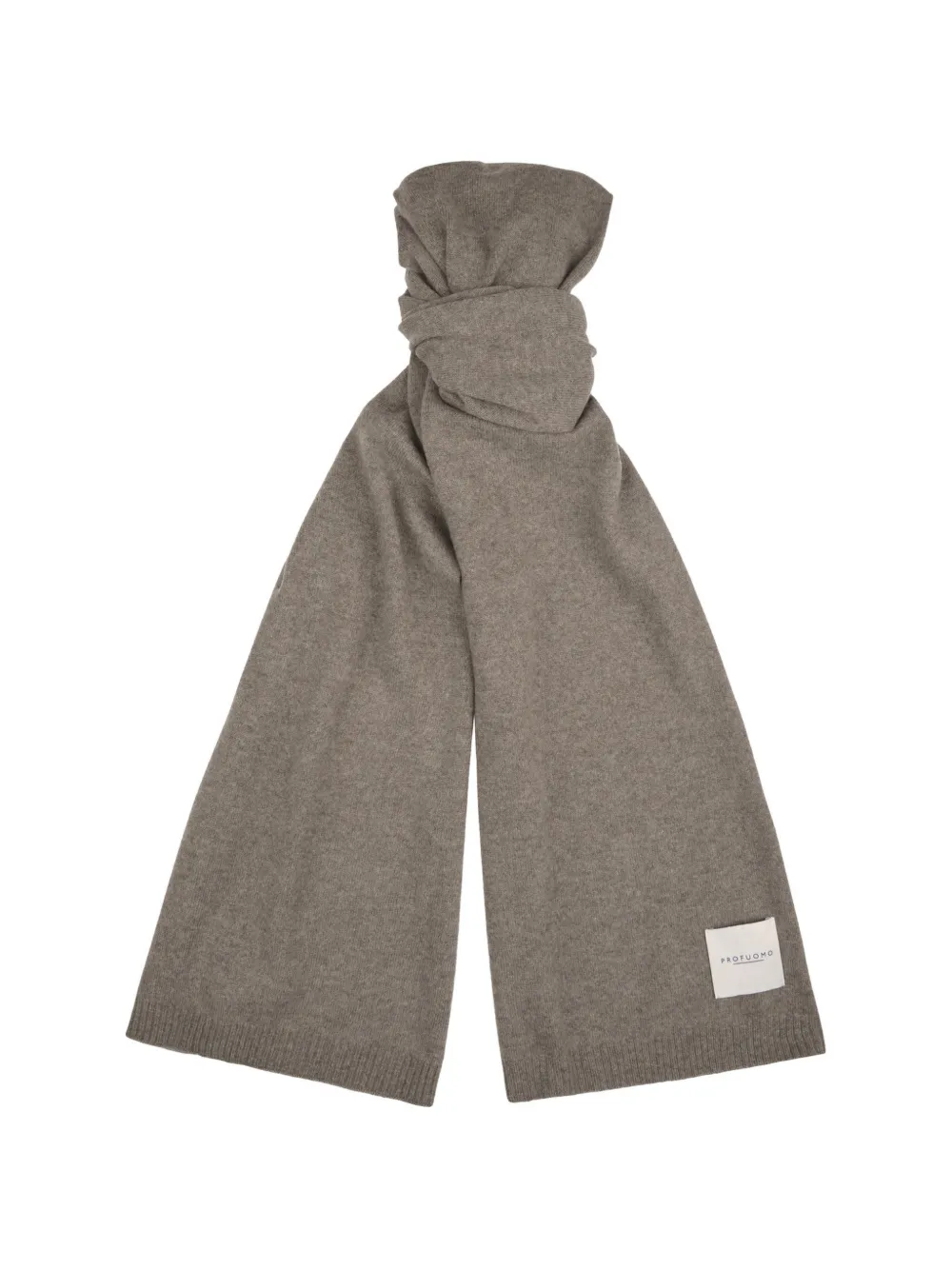 Profuomo Logo-patch Knitted Scarf In Gray