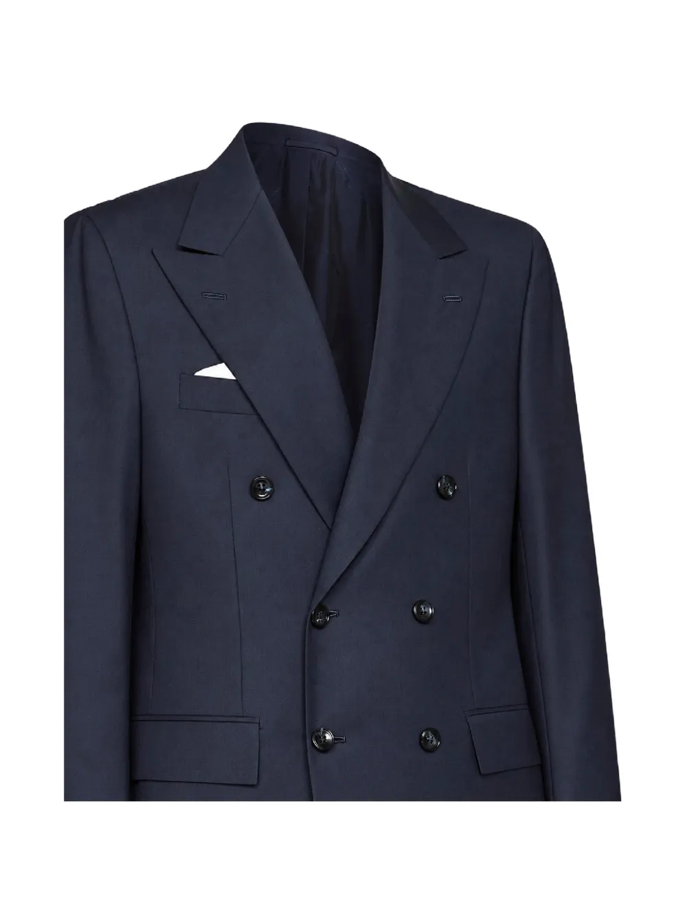 Kiton double-breasted wool suit Blauw