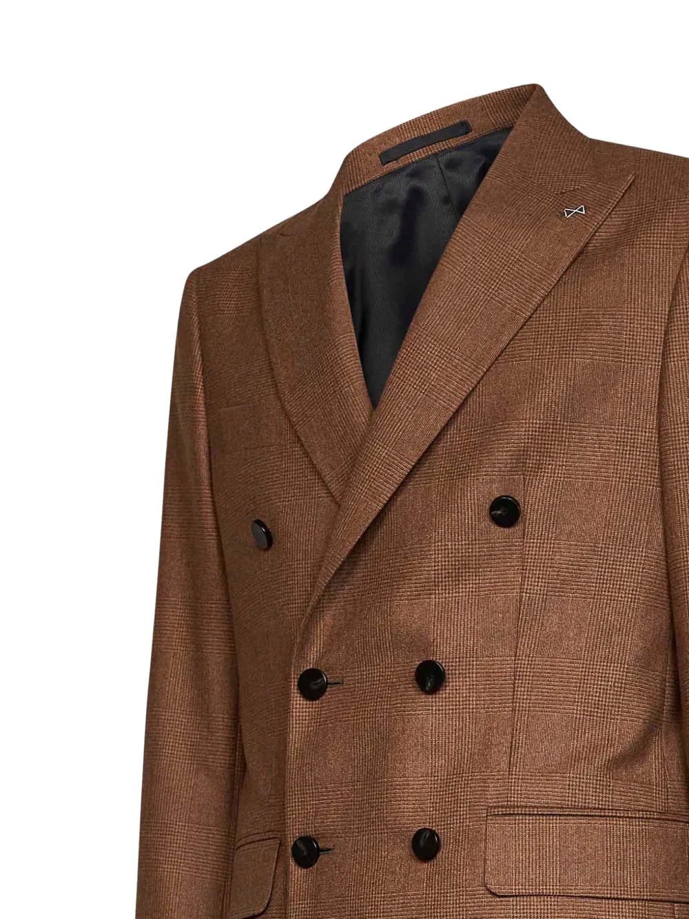 D4.0 Prince of Wales check double-breasted suit Bruin