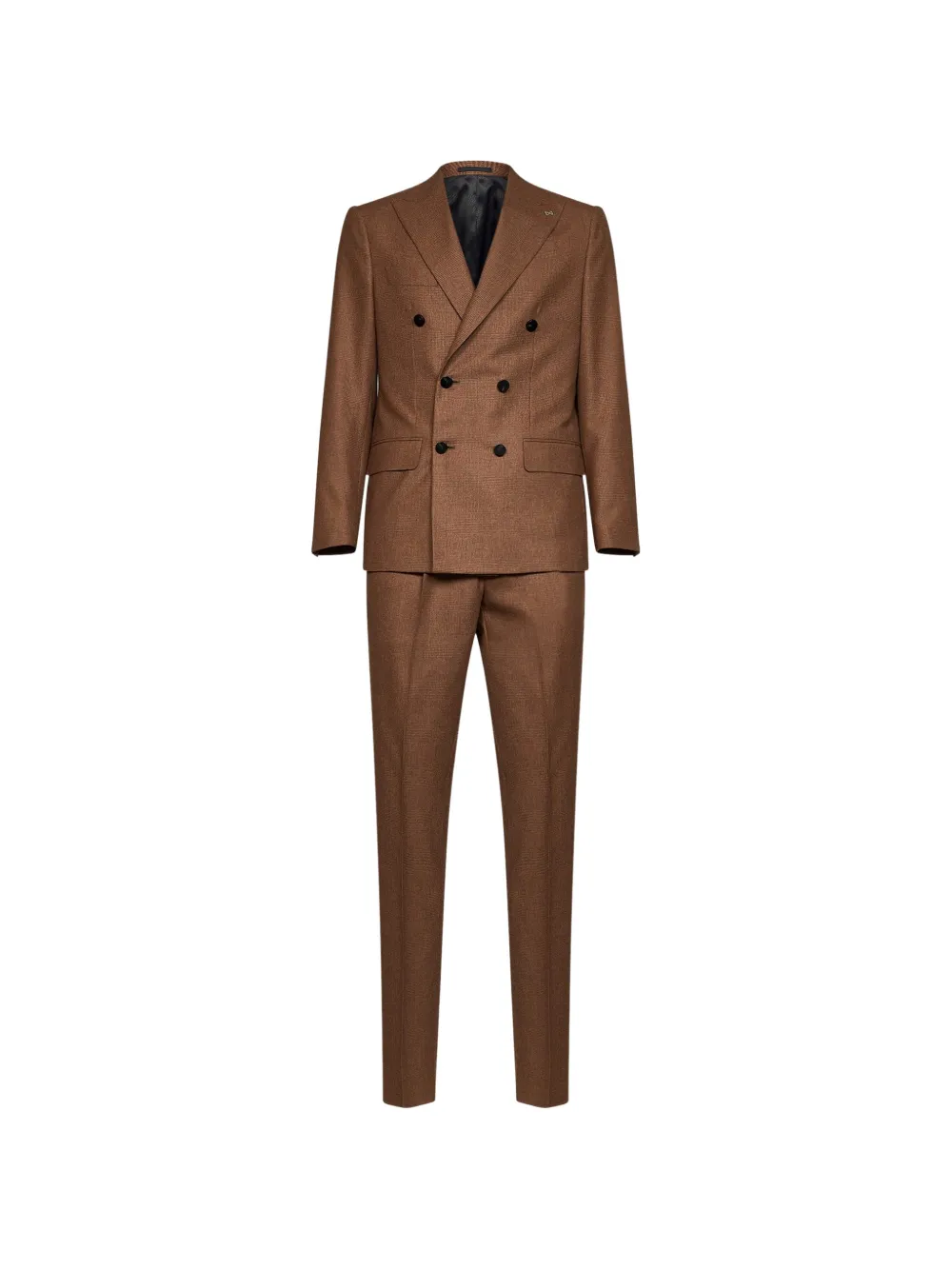 D4.0 Prince of Wales check double-breasted suit - Braun