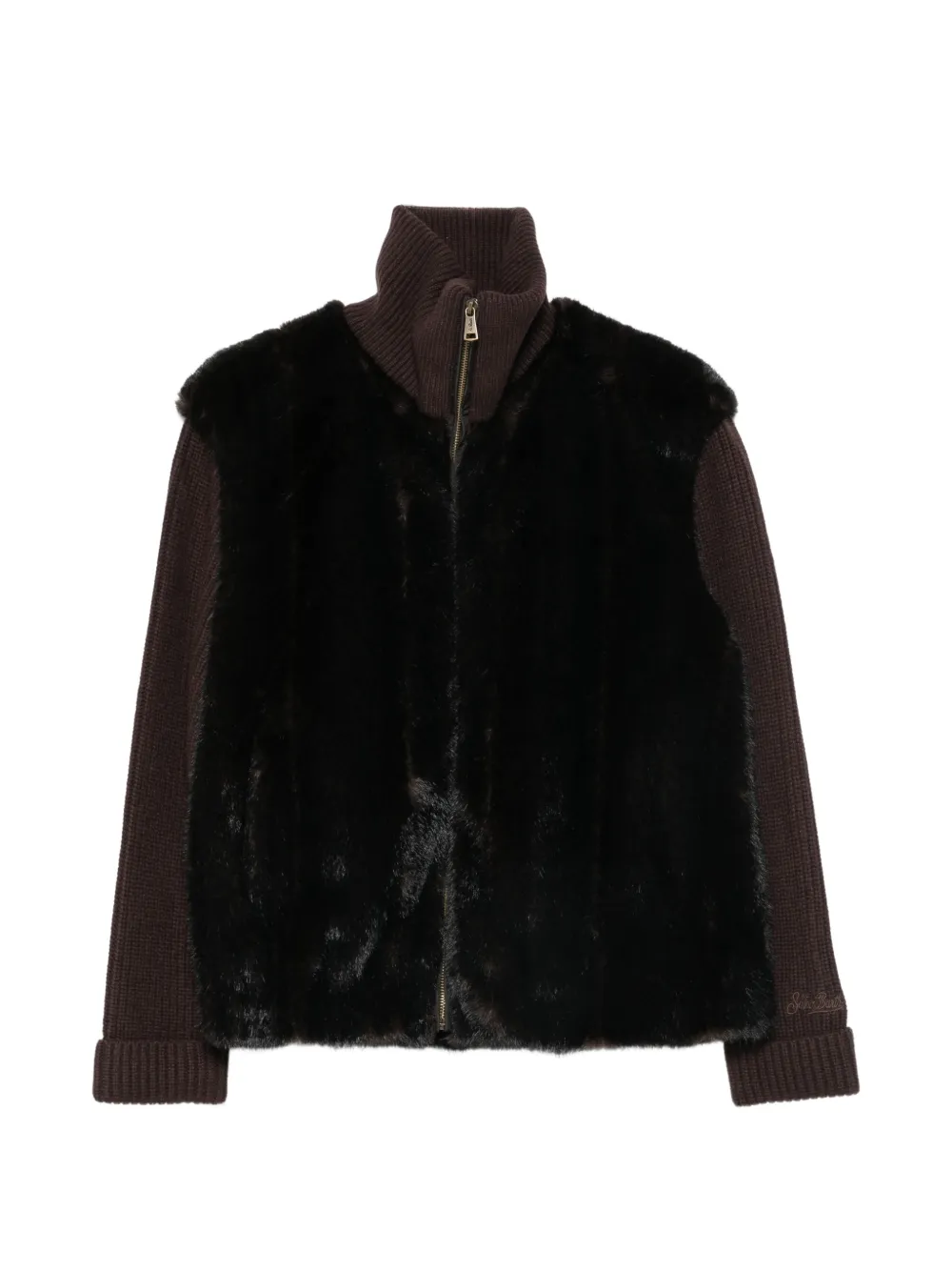MC2 Saint Barth faux-fur panelled knitted jacket Bruin