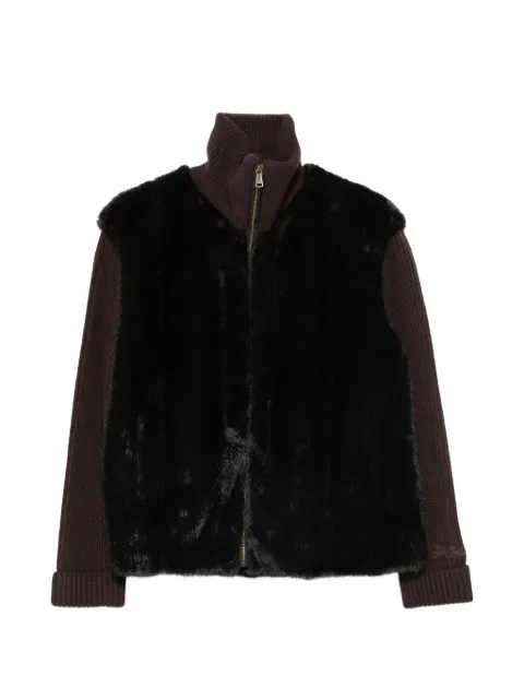 MC2 Saint Barth faux-fur panelled knitted jacket