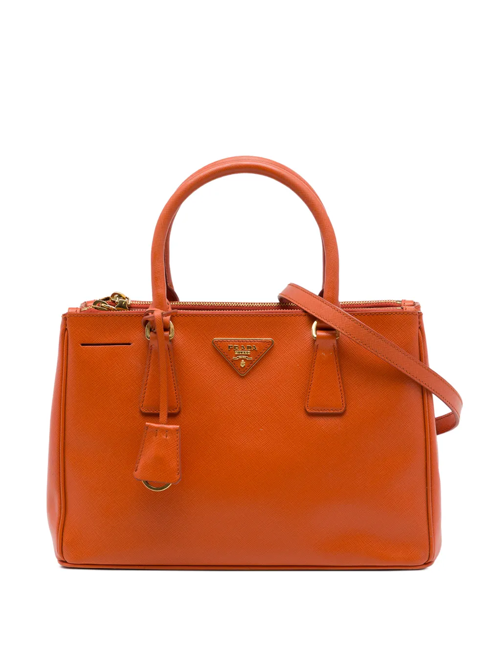 Prada Pre-Owned 2013-2026 Small Saffiano Lux Galleria Double Zip satchel - Arancione