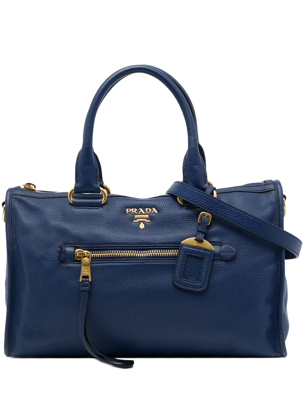 Prada Pre-Owned 2013-2026 Vitello Daino Zip Top satchel - Blue