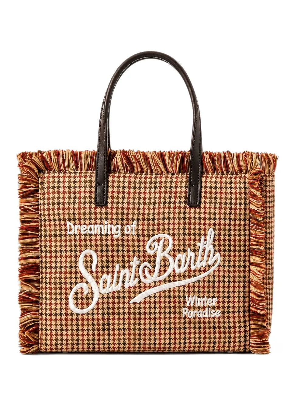 MC2 Saint Barth beige colette wool bag with houndstooth-pattern