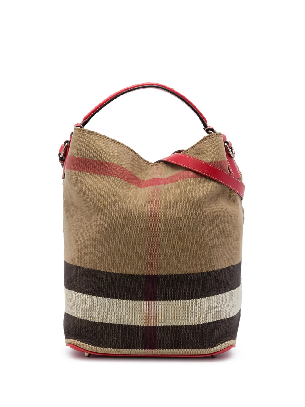 Burberry Pre-Owned 2000-2017 Medium Mega Check Canvas Ashby Bucket Bag satchel - Braun