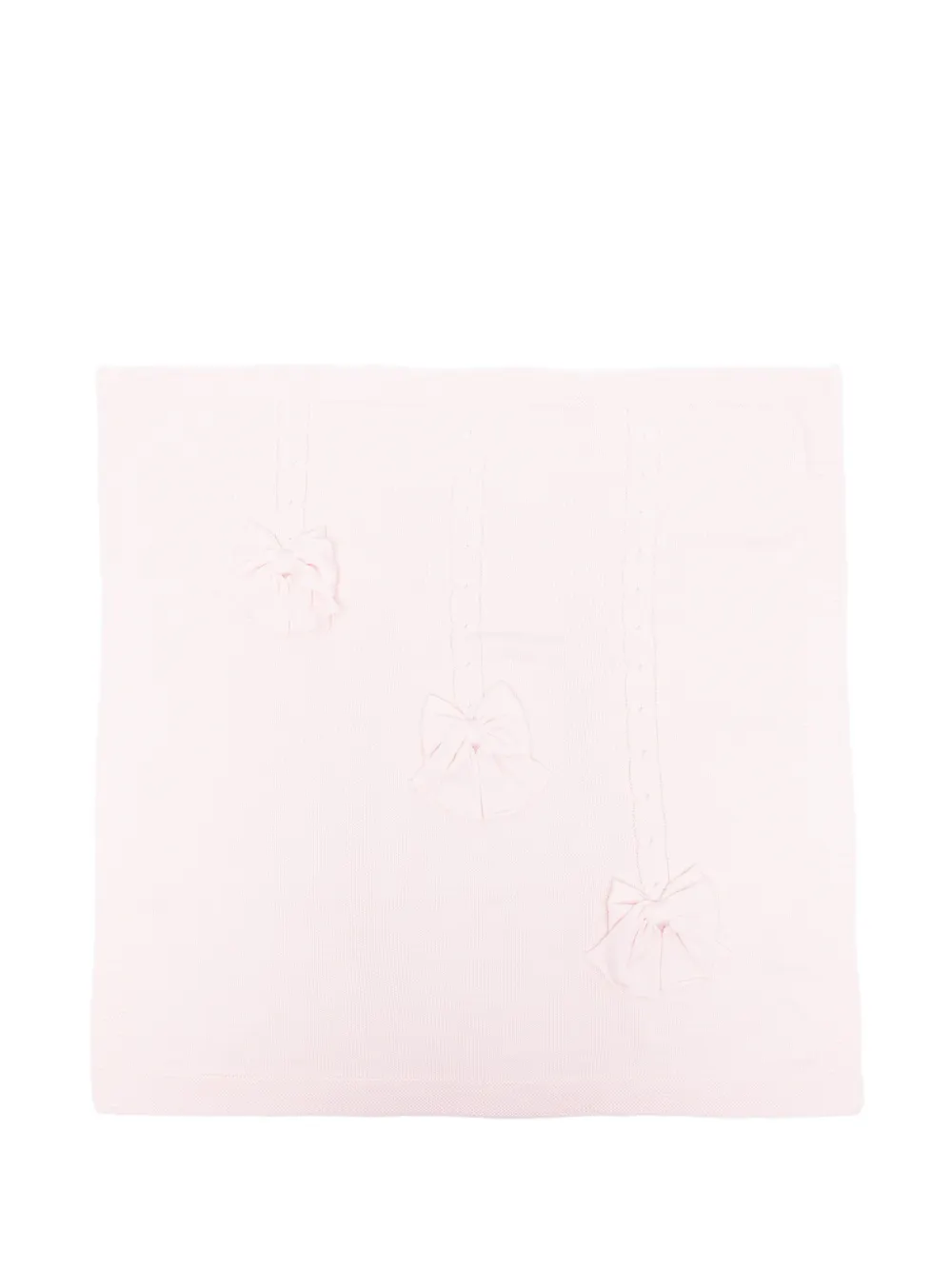 Bébé di Almy Coperta in maglia a trecce con fiocco - Rosa