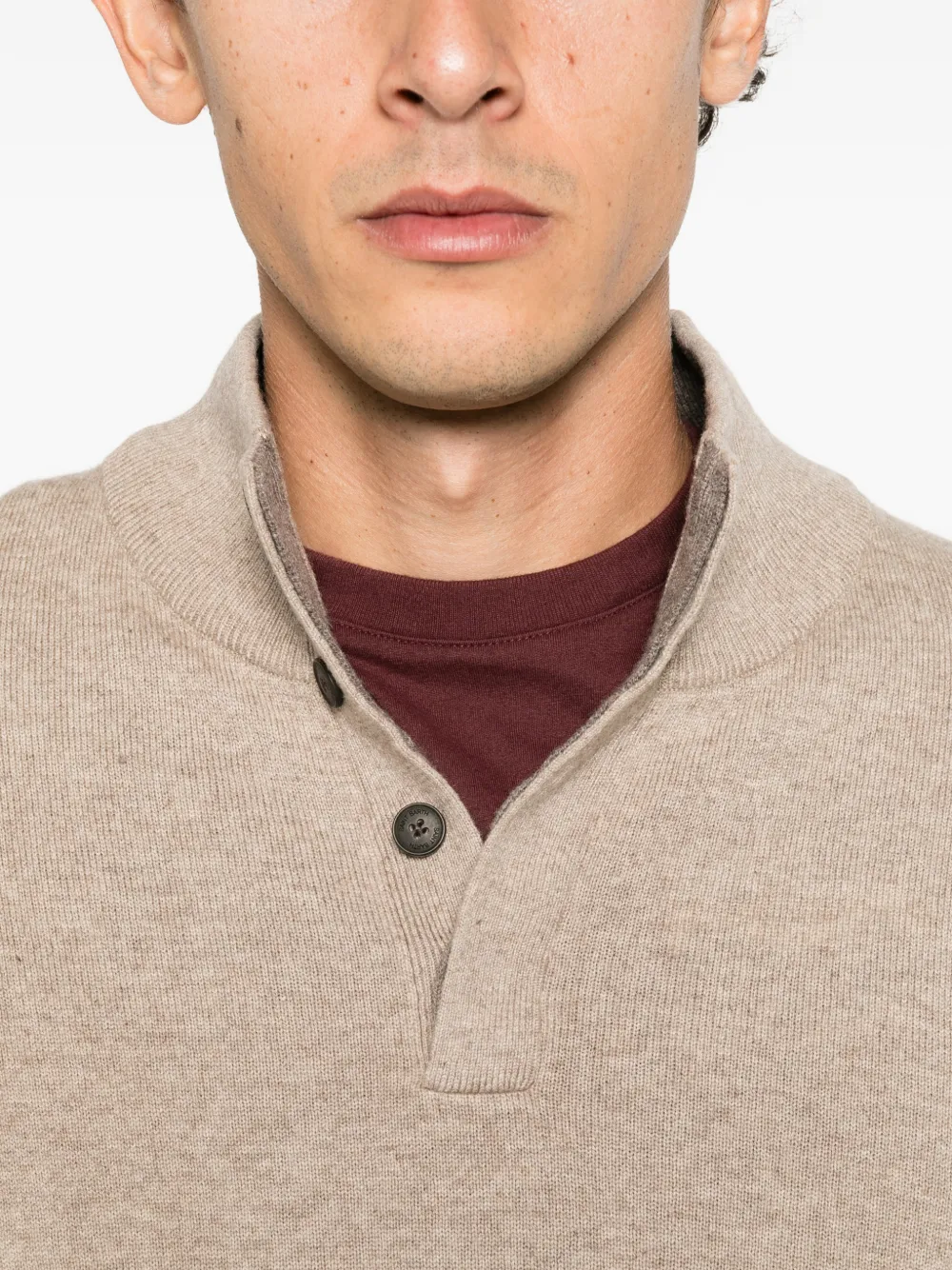 MC2 Saint Barth Marlow button-fastening high-neck sweater Beige