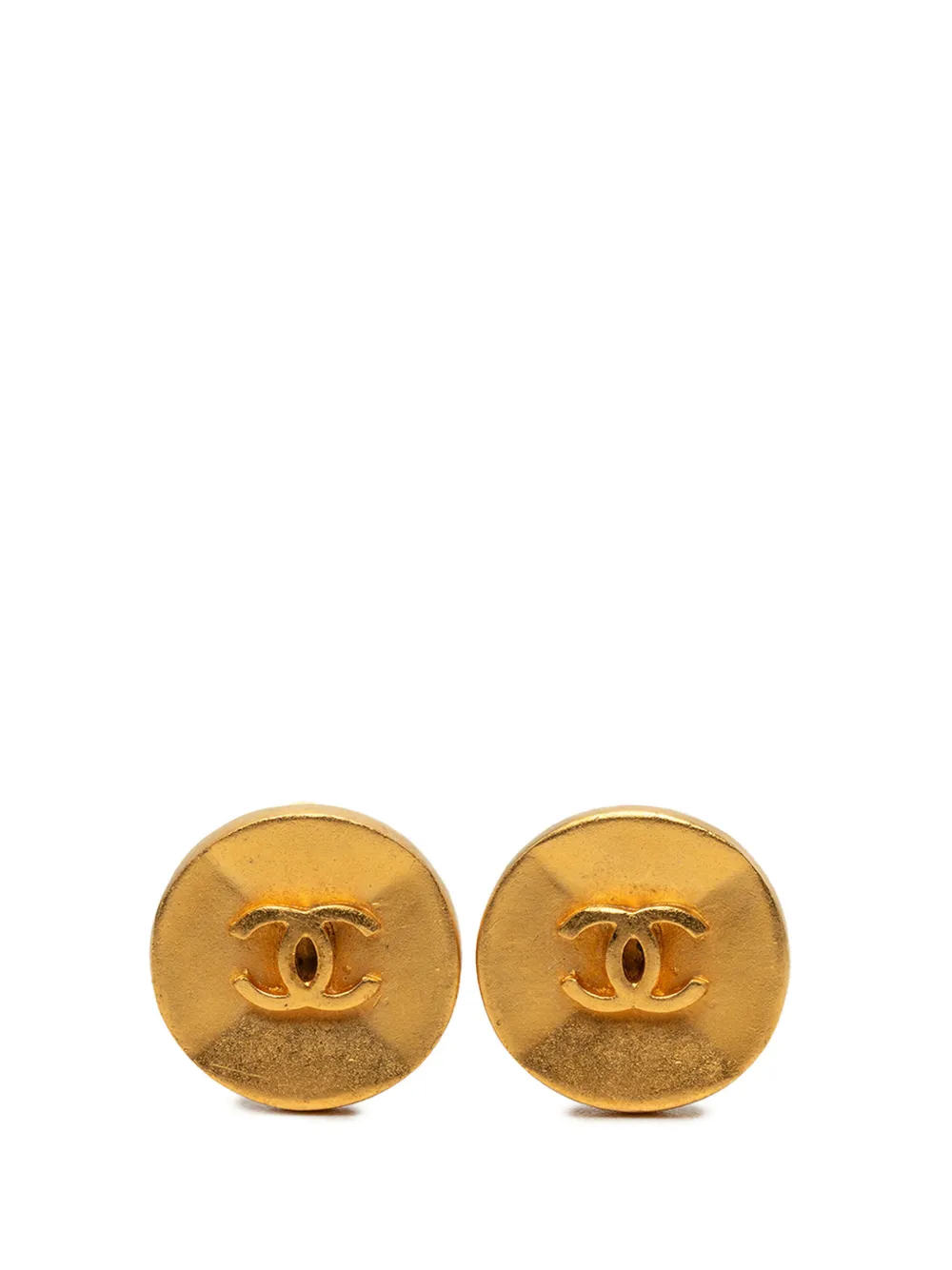 CHANEL Pre-Owned 1993 CC Gold Plated Button Clip On Earrings costume earrings