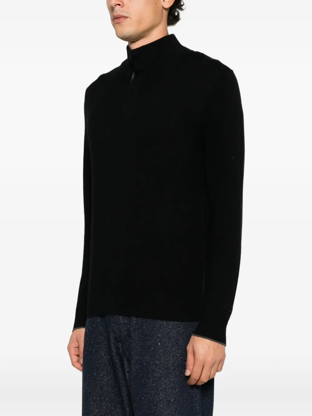 MC2 Saint Barth Marlow quarter-button sweater Zwart