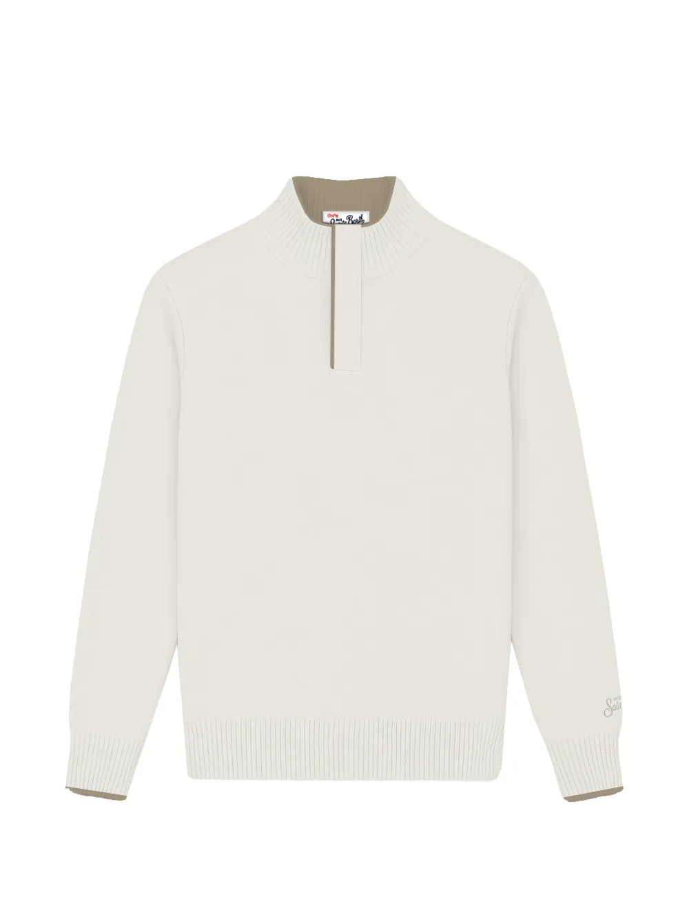 MC2 Saint Barth off-white Marlow wool and cashmere-blend knit sweater with high collar Beige