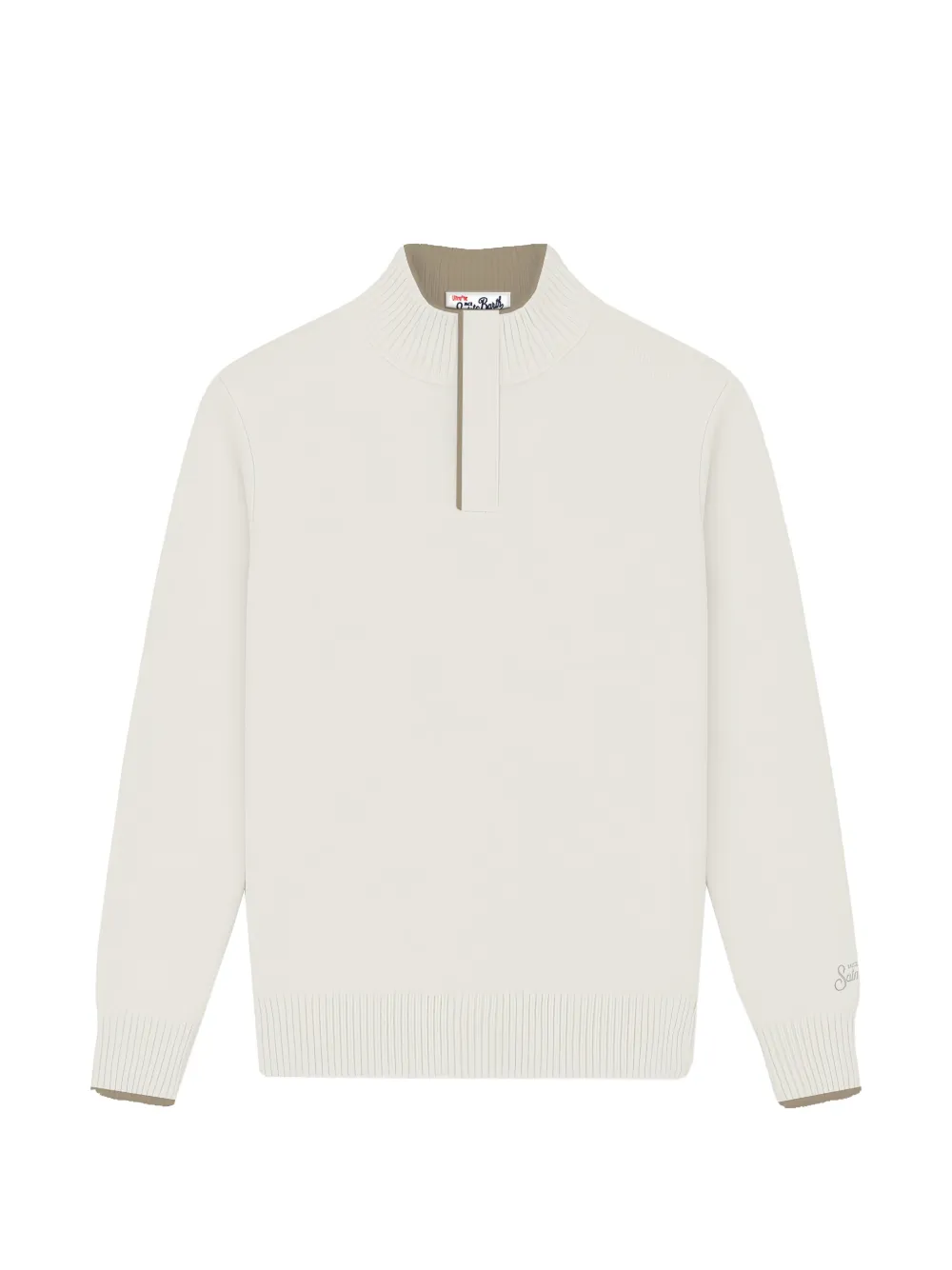 MC2 Saint Barth off-white Marlow wool and cashmere-blend knit sweater with high collar Beige