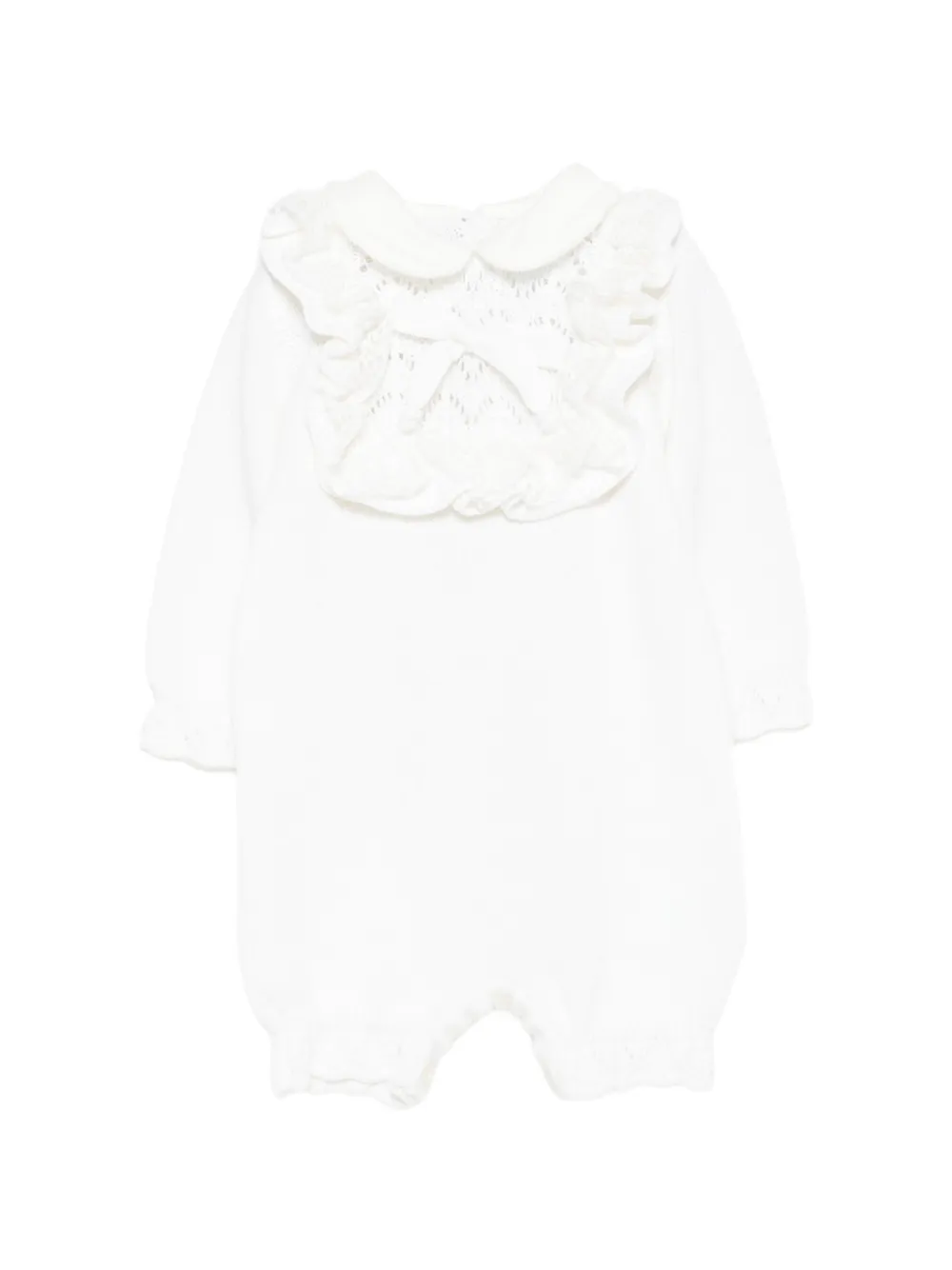 Bébé di Almy ruffled bow-detail onesie Wit