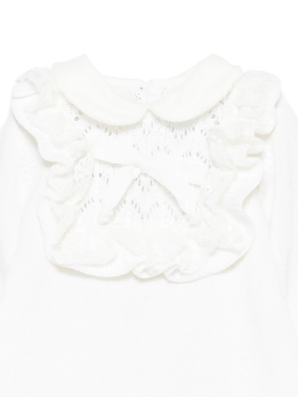 Bébé di Almy ruffled bow-detail onesie Wit