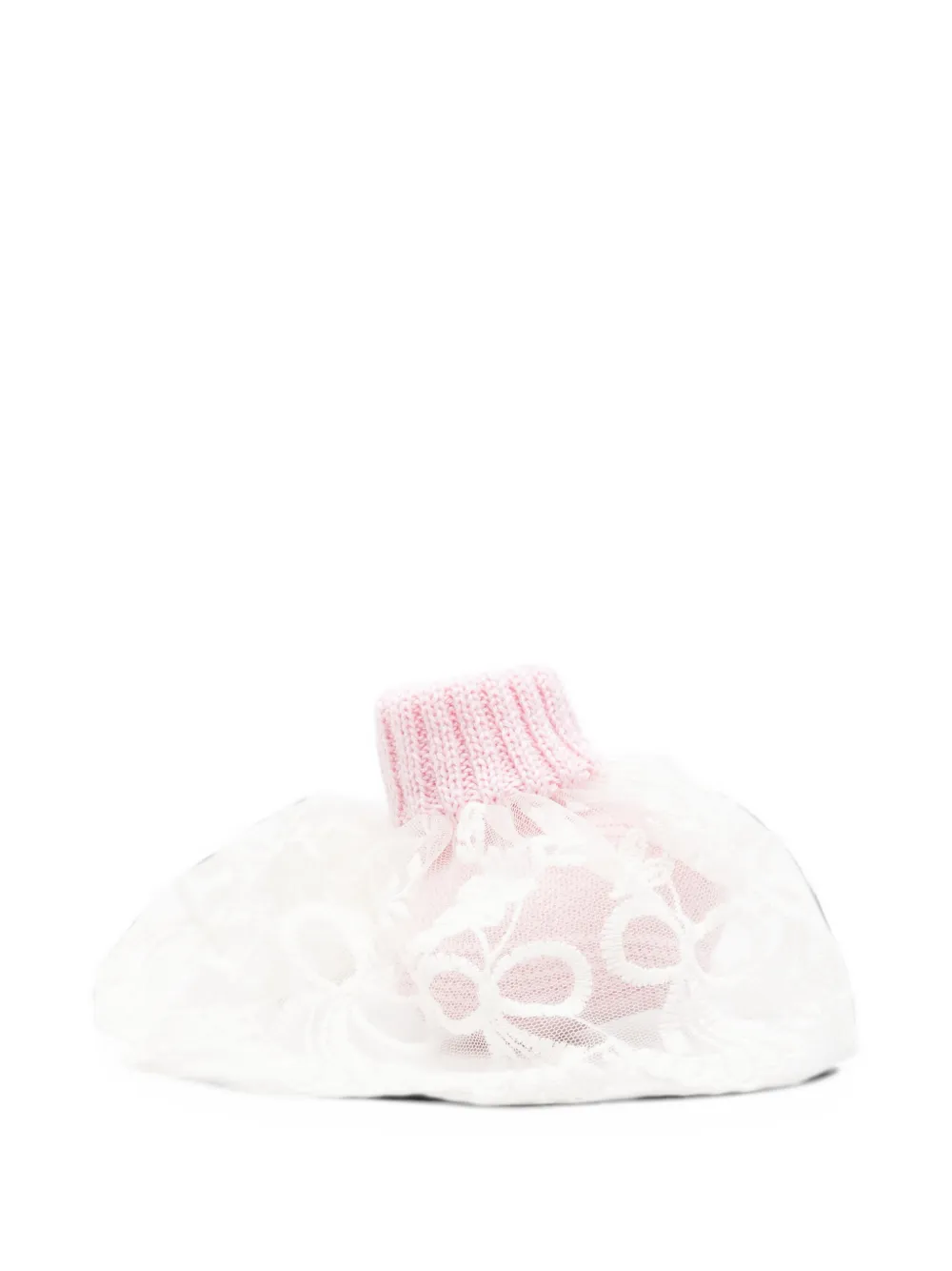 Bébé di Almy lace-trim knitted slippers - Rosa