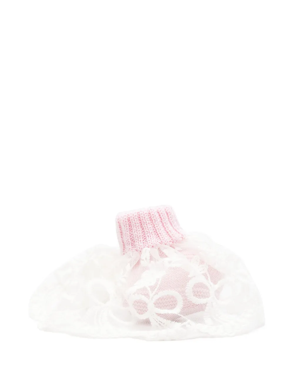 Bébé di Almy lace-trim knitted slippers - Rosa