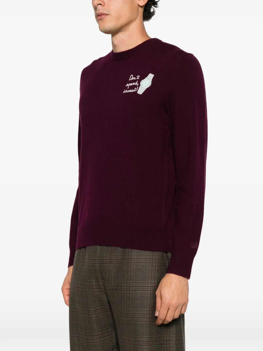 MC2 Saint Barth Heron embroidered crew-neck sweater Paars