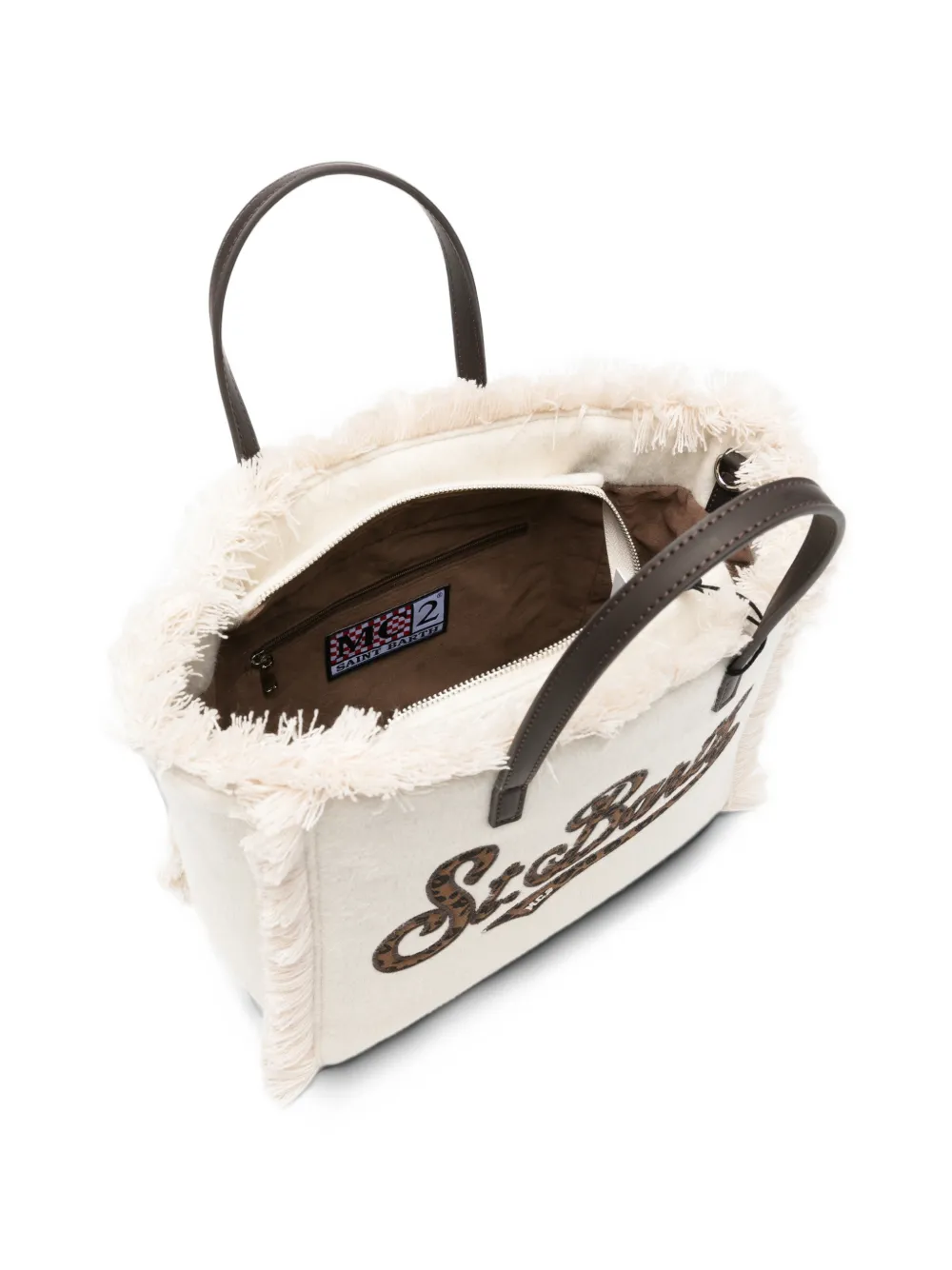 MC2 Saint Barth fringed leopard-print tote bag Beige