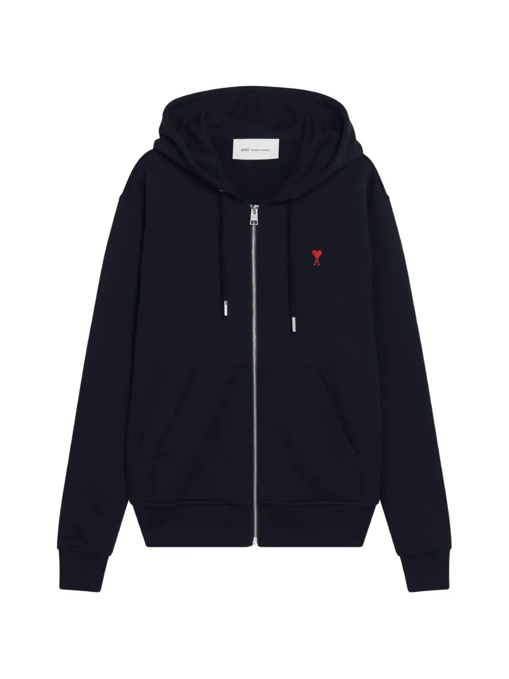AMI Paris zipped cotton hoodie with Ami de Coeur Zwart