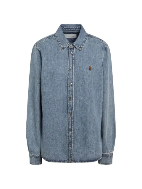 AMI Paris blue denim shirt with Ami de Coeur