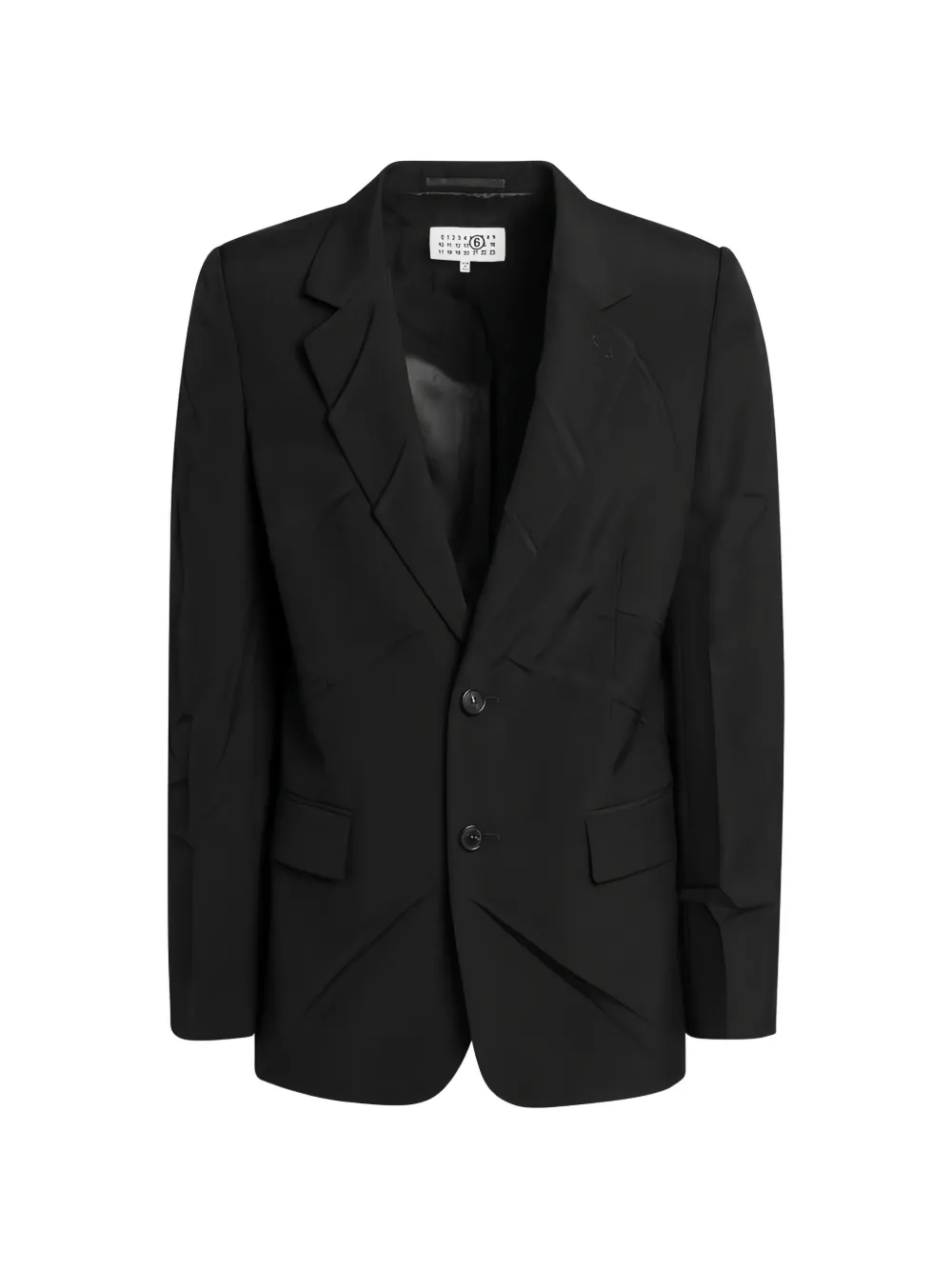 MM6 Maison Margiela crumpled-pleat single-breasted jacket Zwart