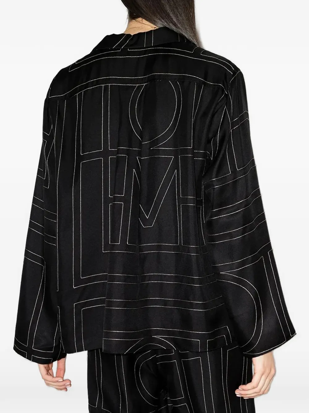 TOTEME Monogram silk pj top black Zwart
