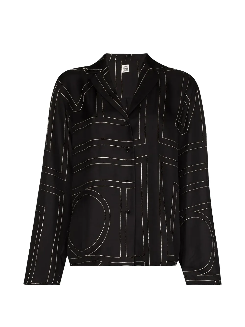 TOTEME Monogram silk pj top black - Schwarz