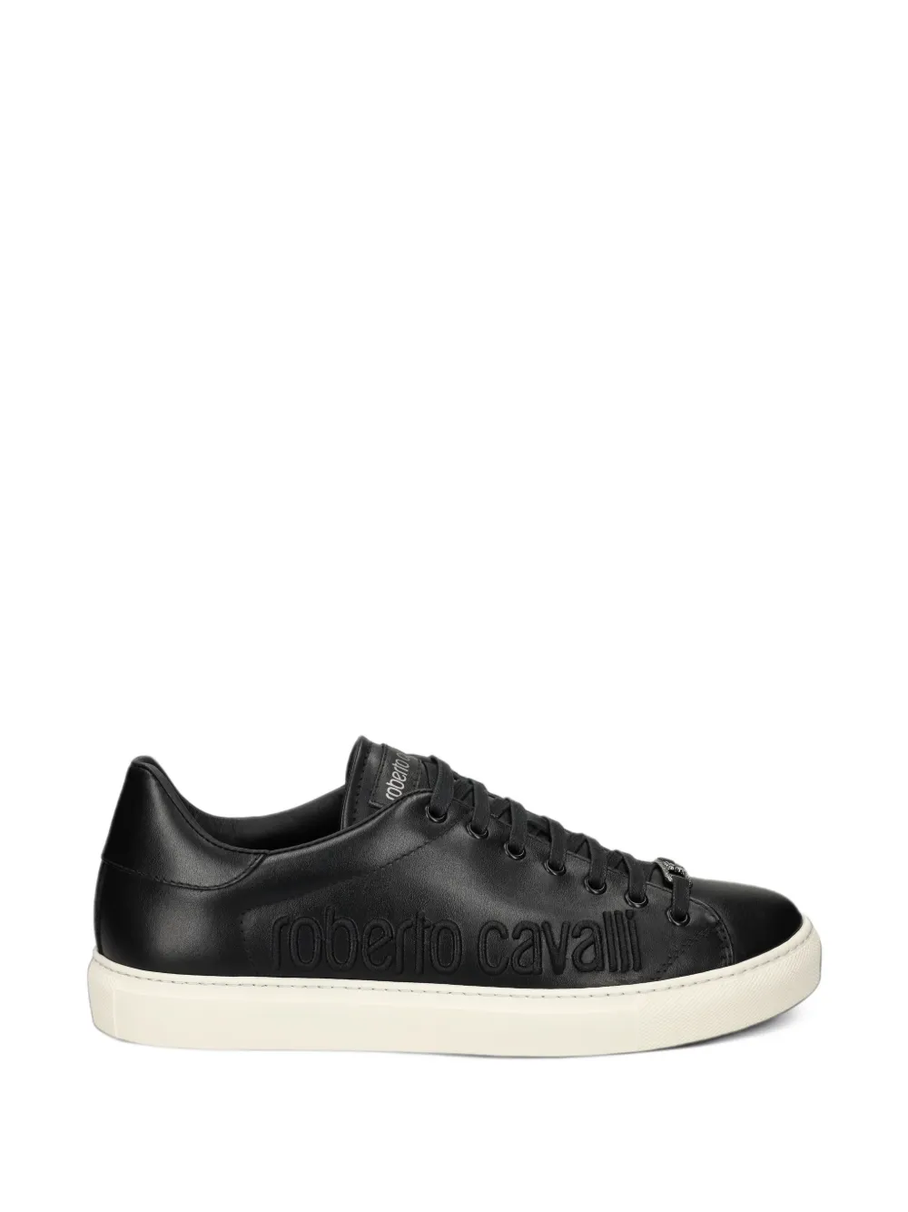 Roberto Cavalli logo-embossed leather sneakers - Nero