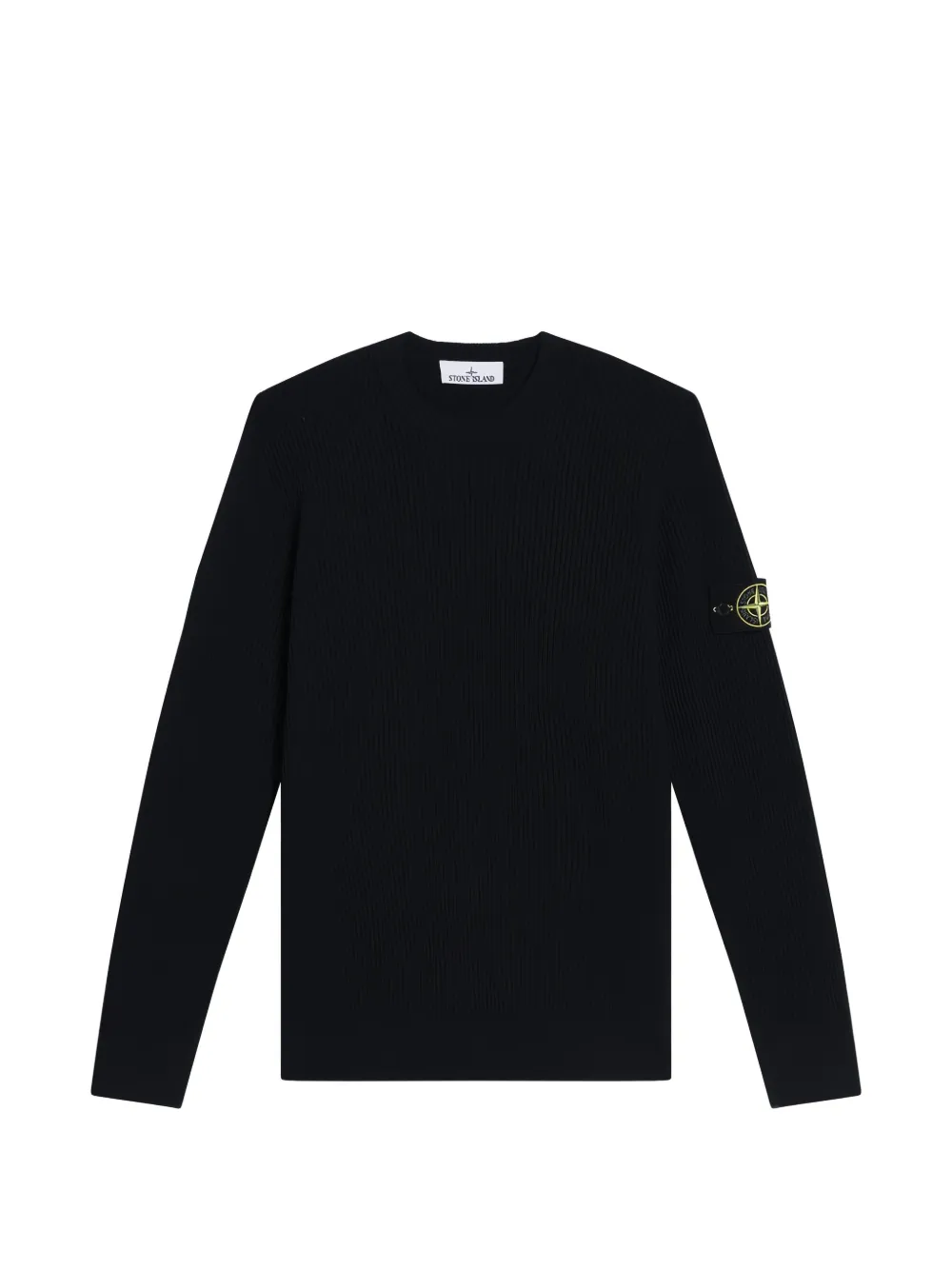 Stone Island 5100053 full-rib RWS wool crewneck jumper with ribbed trims Blauw