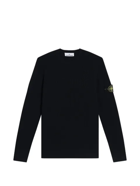 Stone Island 5100053 full-rib RWS wool crewneck jumper with ribbed trims