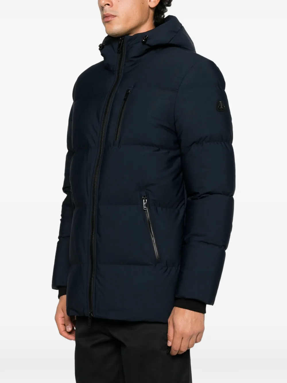 Moose Knuckles Soho 3Q quilted hooded coat Blauw