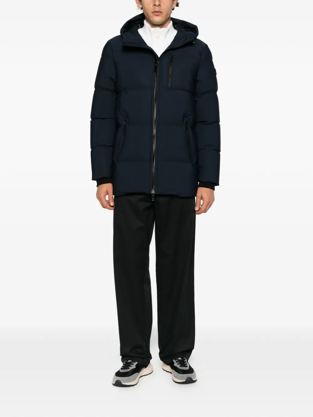 Moose Knuckles Soho 3Q quilted hooded coat Blauw