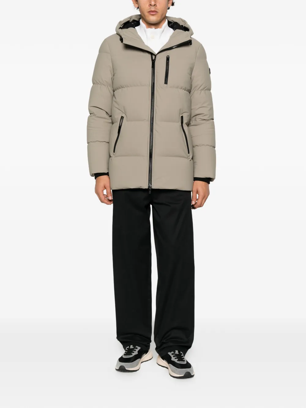 Moose Knuckles Soho 3Q quilted hooded coat Grijs