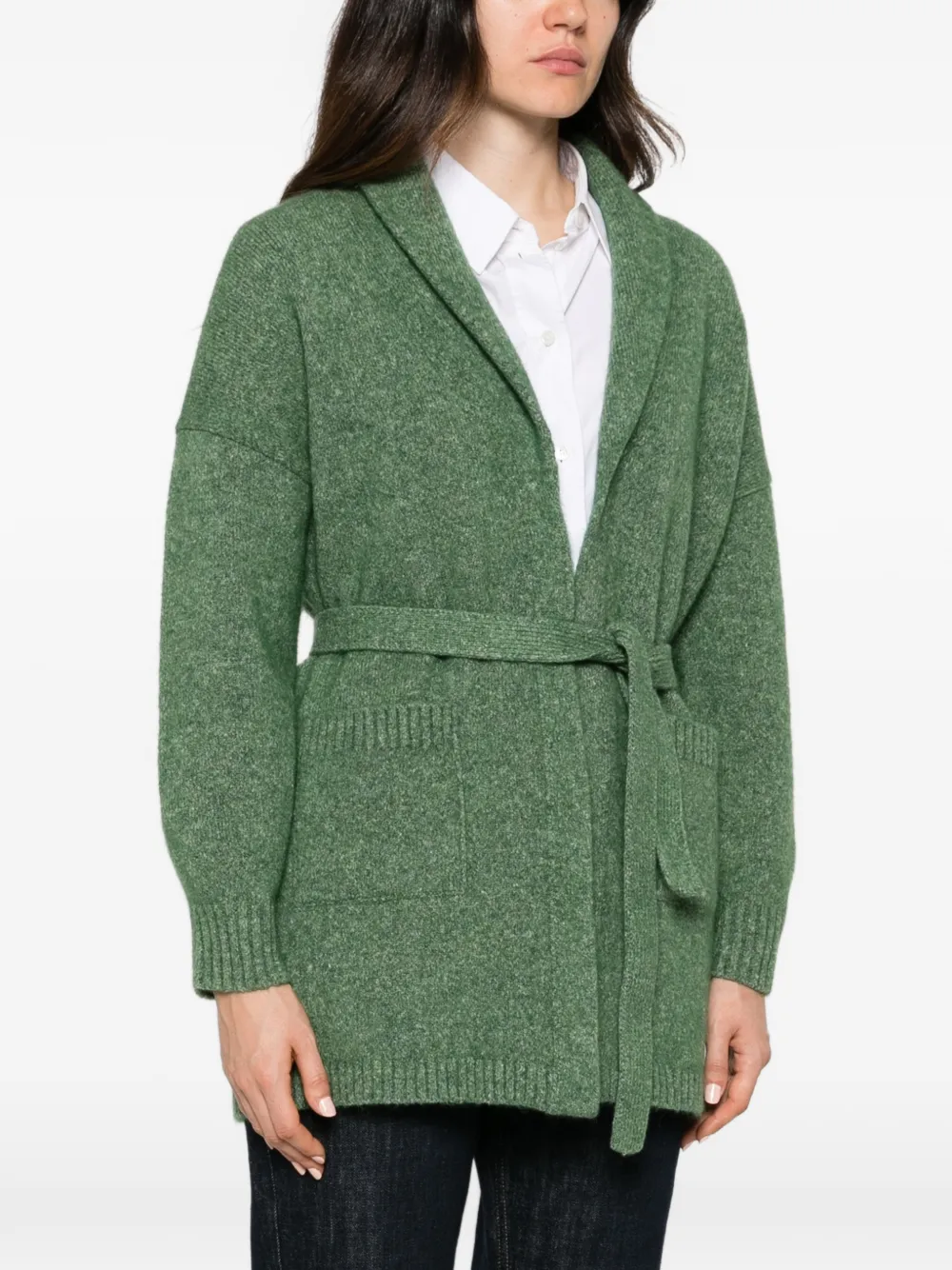 Kangra belted shawl-collar cardigan Groen