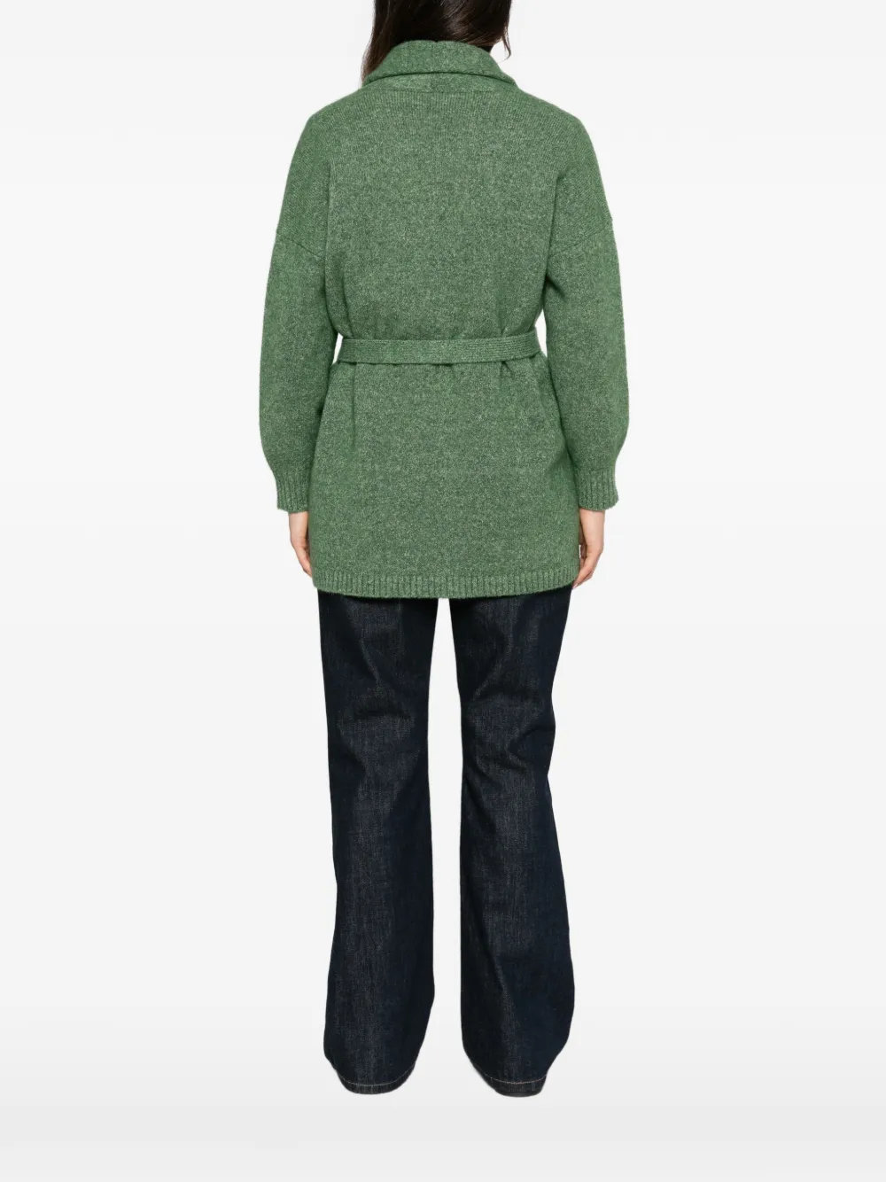 Kangra belted shawl-collar cardigan Groen