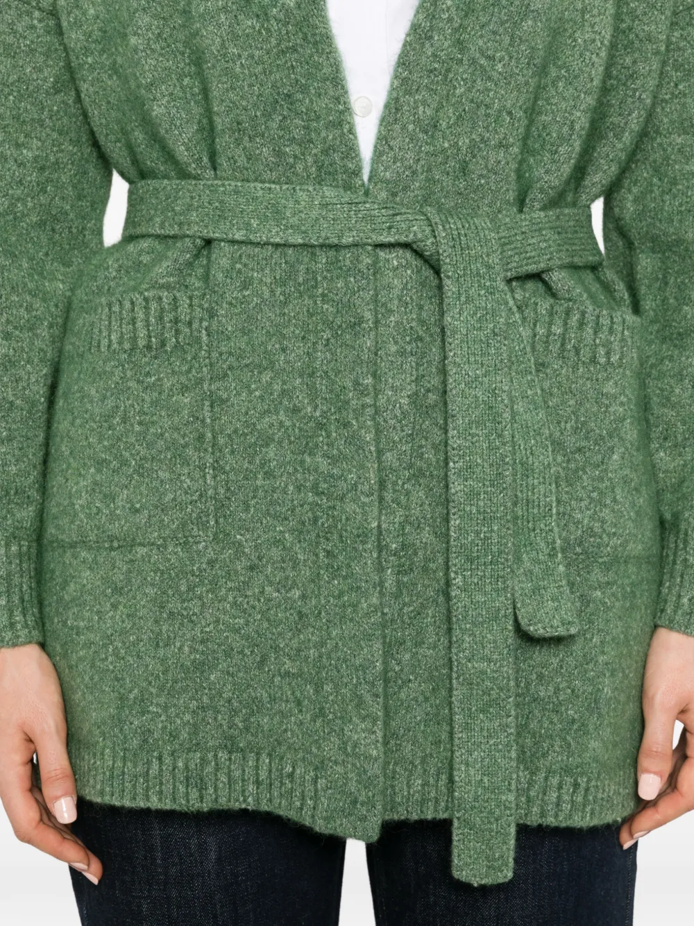 Kangra belted shawl-collar cardigan Groen