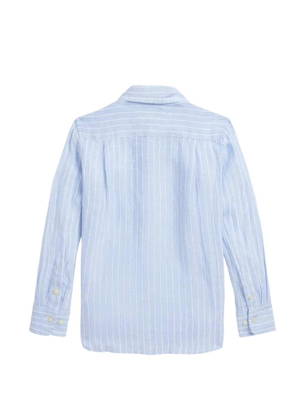 POLO RALPH LAUREN KIDS vertical-stripe linen shirt Blauw