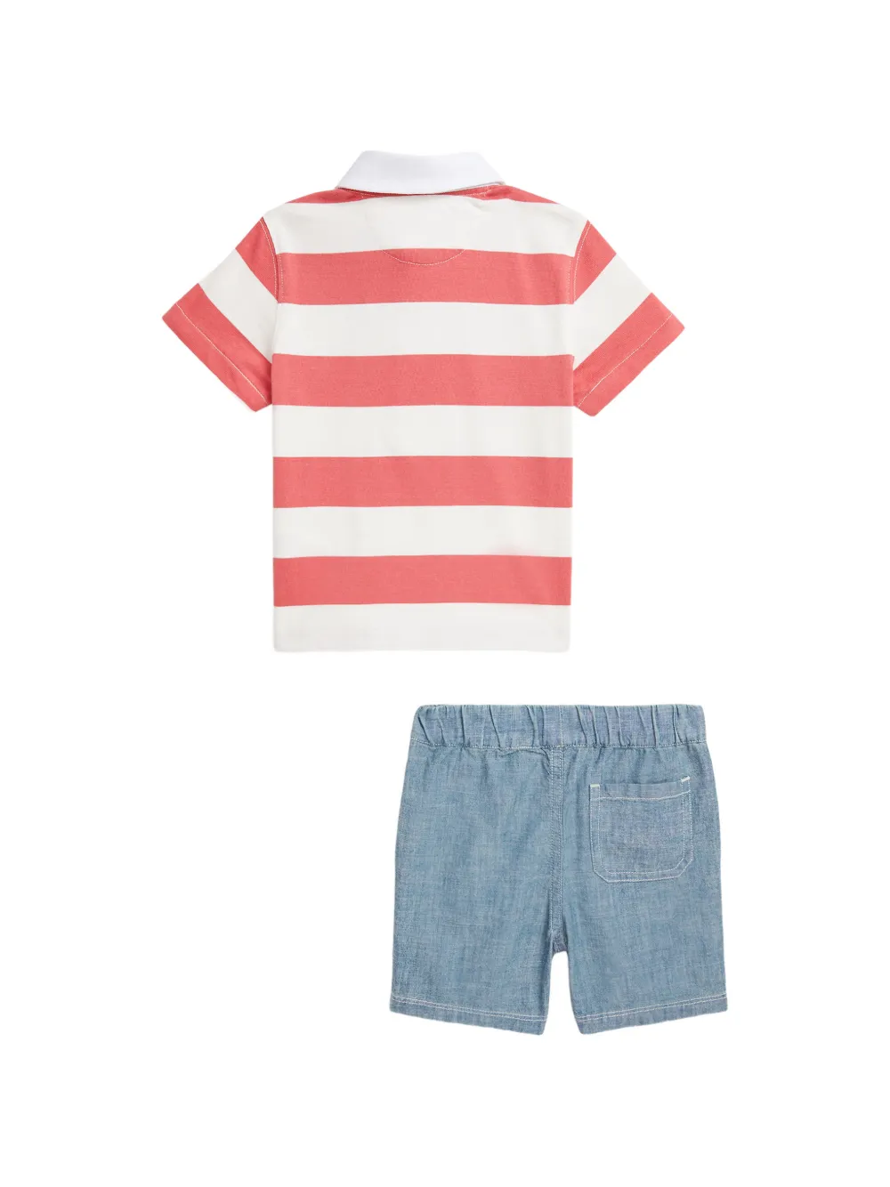 POLO RALPH LAUREN KIDS striped cotton shorts set Blauw