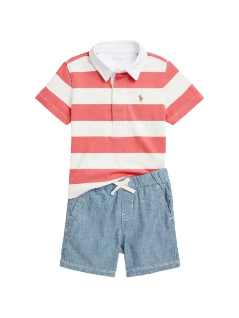 POLO RALPH LAUREN KIDS striped cotton shorts set