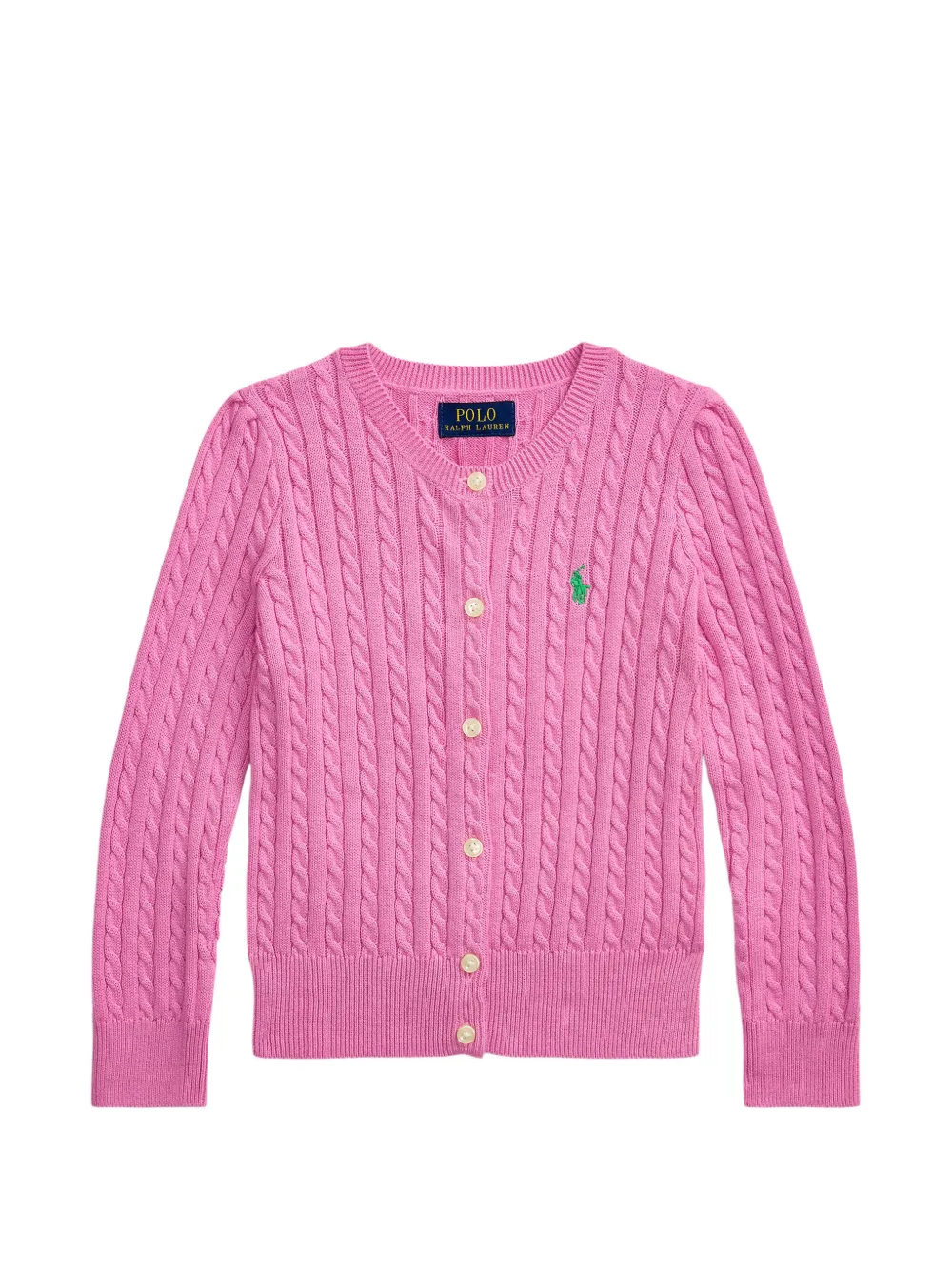 POLO RALPH LAUREN KIDS cable-knit Pony motif cardigan - Rosa