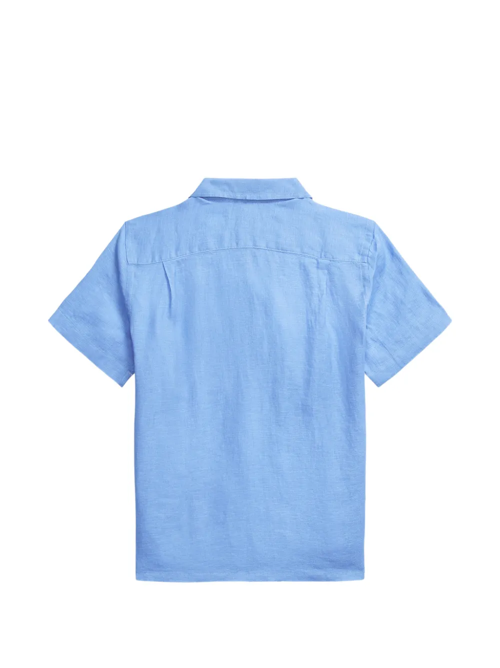 POLO RALPH LAUREN KIDS logo-embroidered linen shirt Blauw