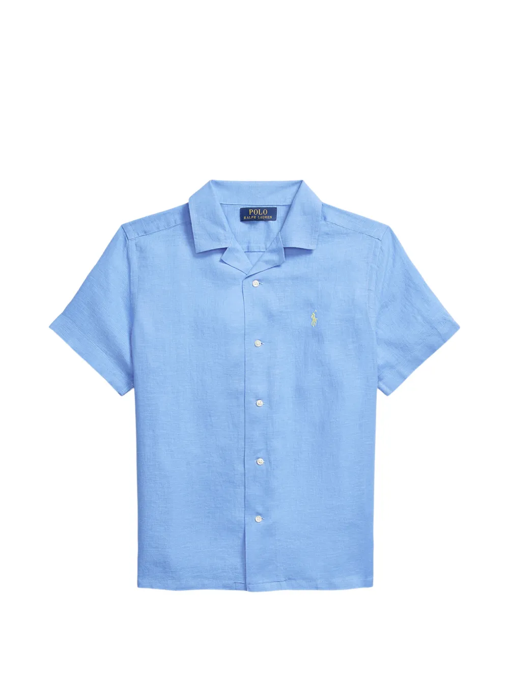 POLO RALPH LAUREN KIDS logo-embroidered linen shirt - Blau
