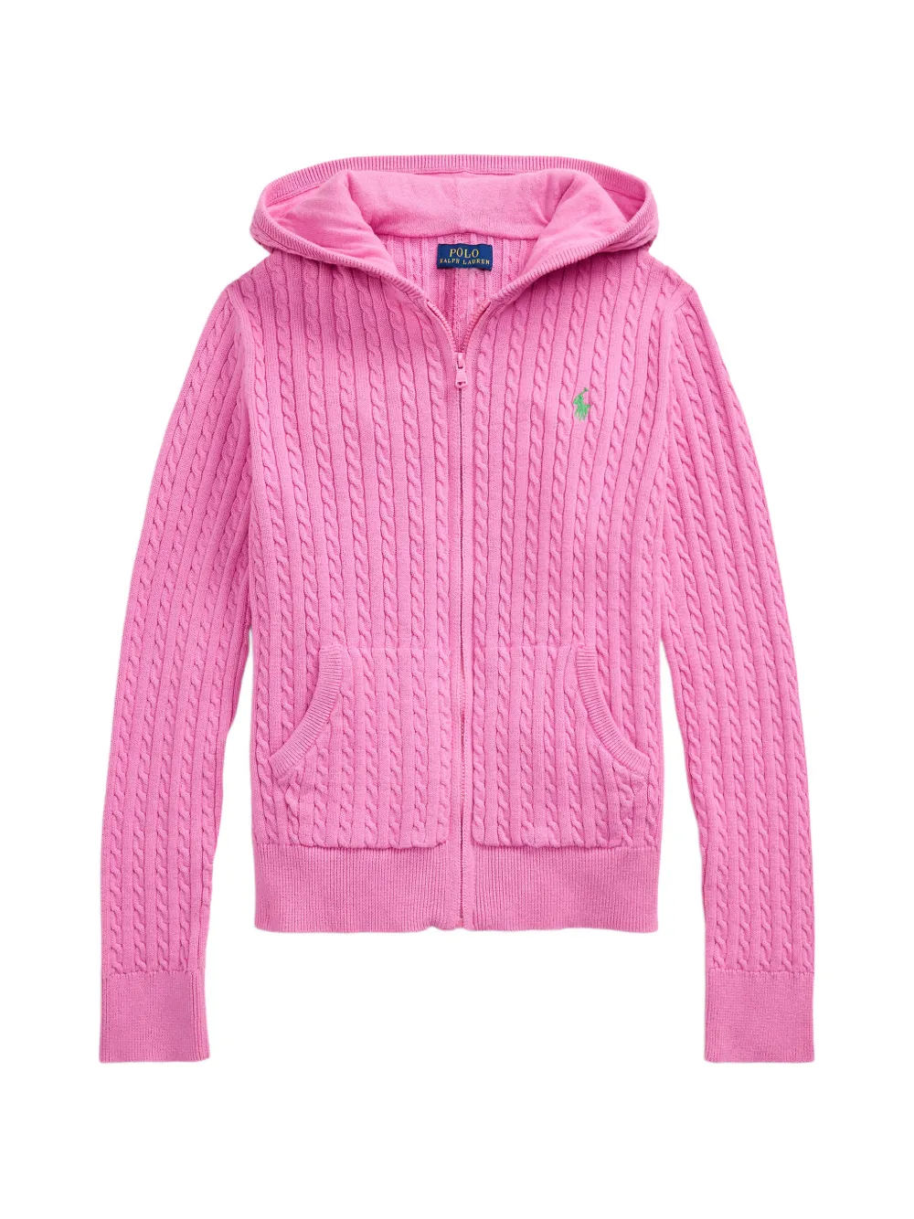POLO RALPH LAUREN KIDS cable-knit cotton hoodie - Rosa